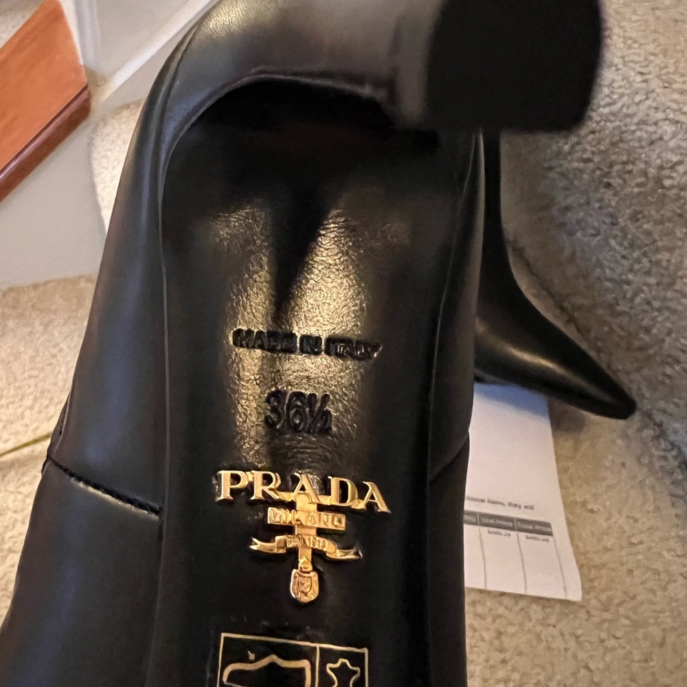 New Prada black leather point toe boots, 36.5 - Picture 7 of 11